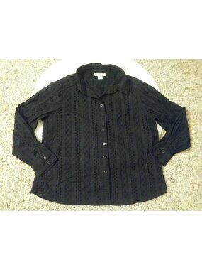 Tiramisu Womens Black Long Sleeve Button Up Shirt Workwear Professional XL 1X